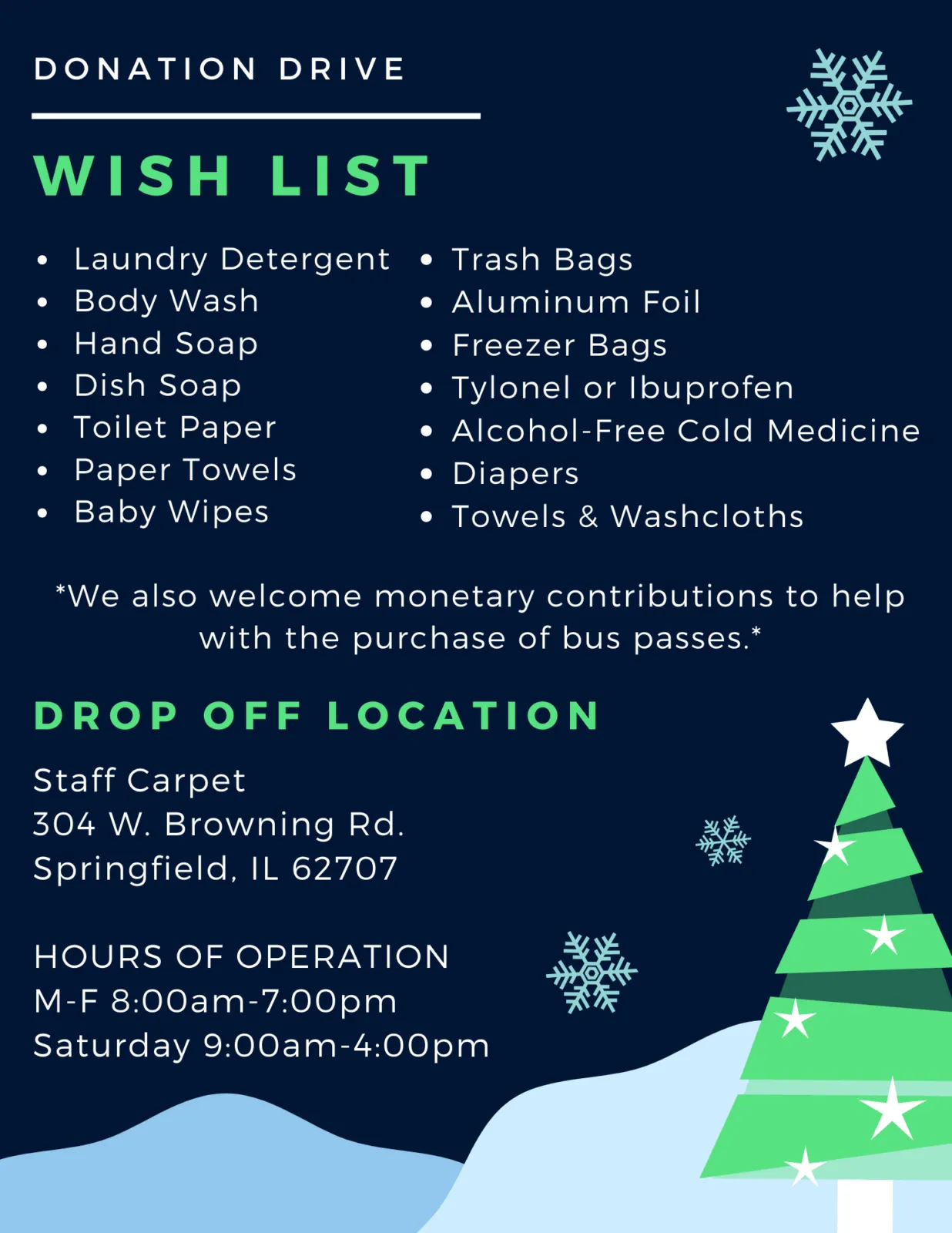 Holiday donation drive | Staff Carpet